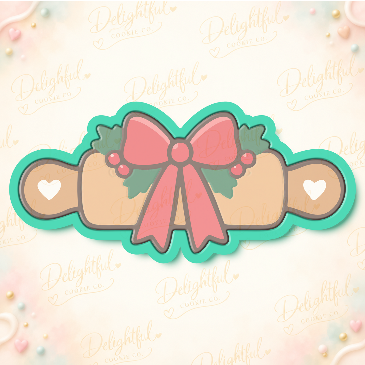 Christmas Rolling Pin Cookie Cutter by Delightful Cookie Co.
