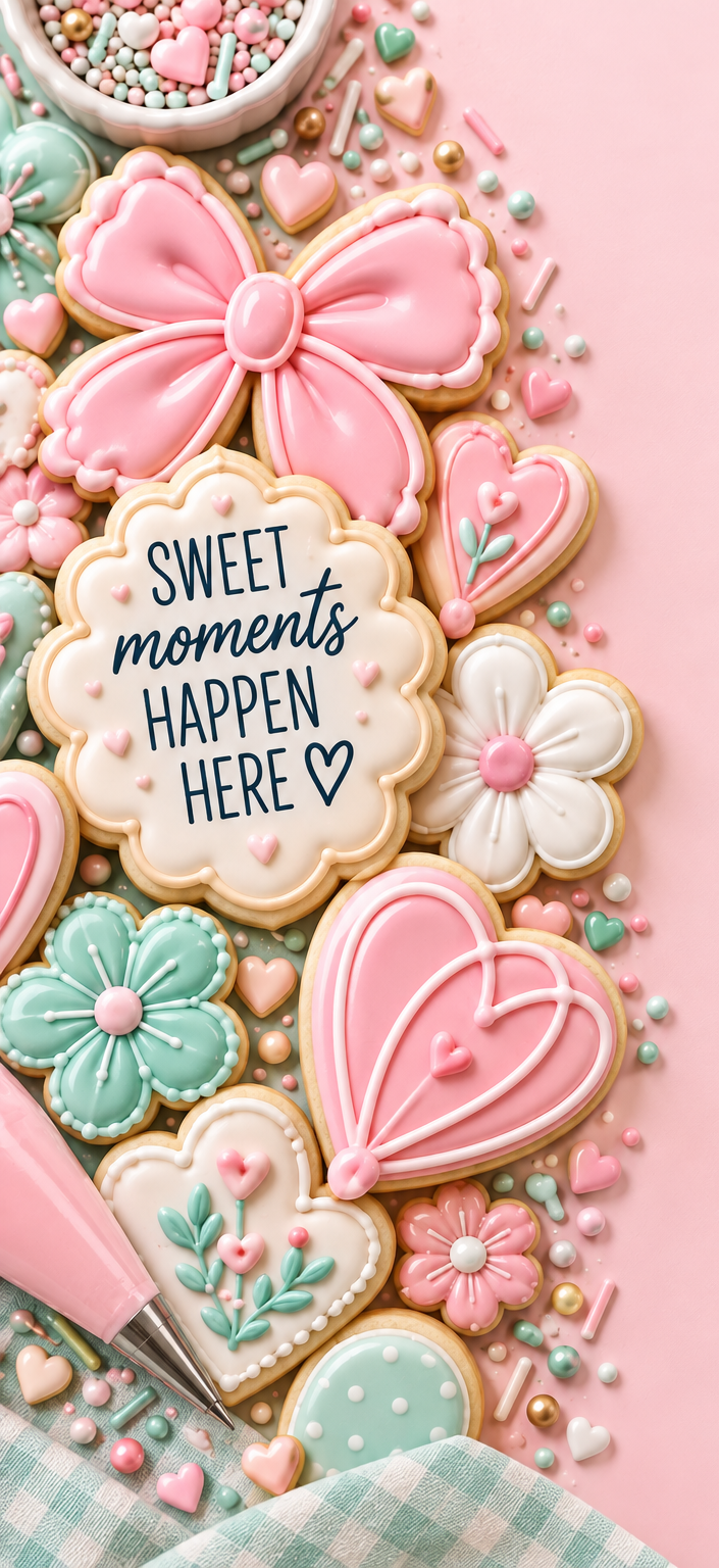 Pastel decorated custom sugar cookies by Delightful Cookie Co.